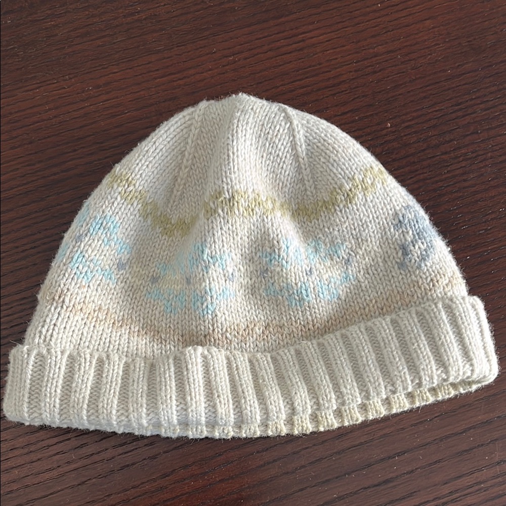 Janie and Jack Cream and Blue Knit Hat